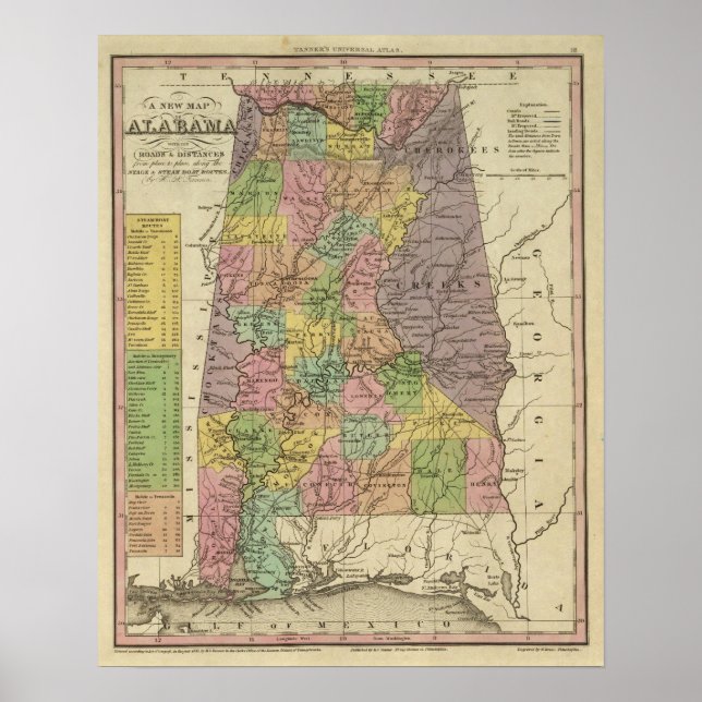 Poster Nouvelle Carte De L'Alabama (Devant)