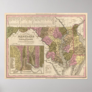 Poster Nouvelle carte du Maryland et du Delaware