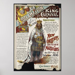 Poster Nouvelle-Orléans Mardi Gras Vintage voyage