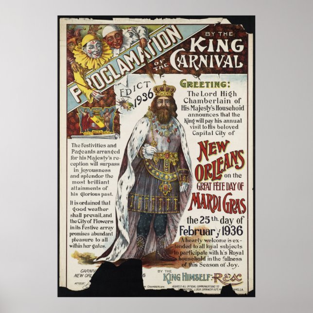 Poster Nouvelle-Orléans Mardi Gras Vintage voyage (Devant)
