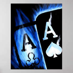 POSTER NOUVELLE POCKET BLEU PLUS GRANDE ACES POKER ART