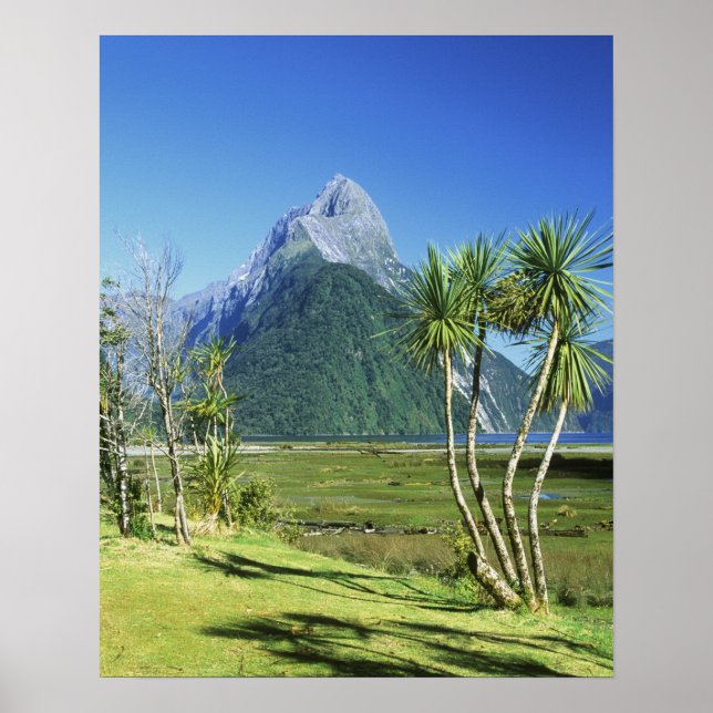 Poster Nouvelle-Zélande, île du Sud,  Mitre Peak, (Devant)