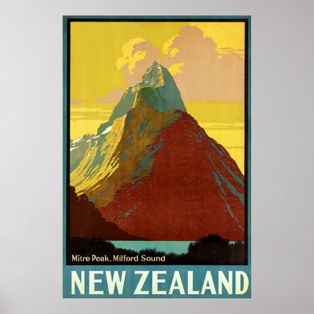 Poster Nouvelle-Zélande ~ Miter Peak (Devant)