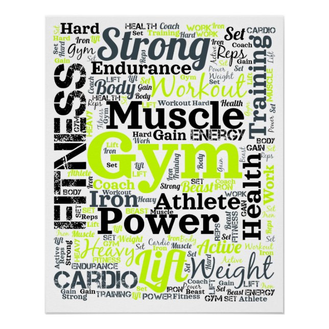 Poster Nuage de mots de séance de gym intense (Devant)