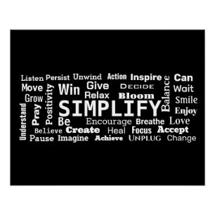 Poster Nuage de mots motivants sur fond noir