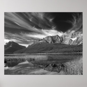 Poster Nuages cirrus au-dessus du lac Waterfowl, Banff