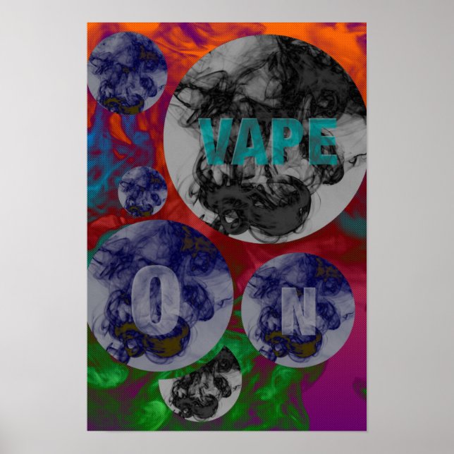 Poster Nuages de Vape Psychédélique Florescents (Devant)