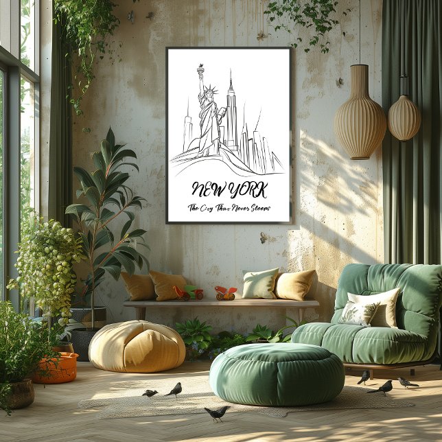 Poster Nueva York: La Ciudad que Nunca Duerme Arte Lineal (Créateur téléchargé)
