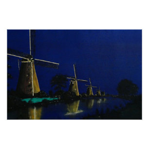 Poster Nuit à Kinderdijk
