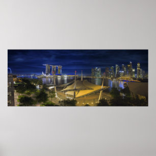 Poster Nuit centrale d'horizon de district des affaires