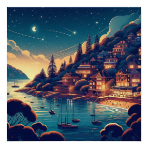 Poster Nuit Côtière Enchantée
