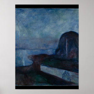 Poster Nuit étoilée par Edvard Munch, peintre symboliste
