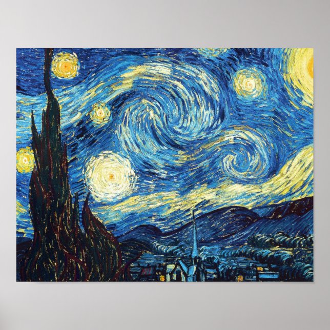 Poster Nuit étoilée par Vincent Van Gogh (Devant)