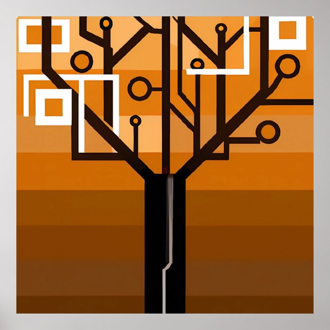 Poster numérique coloré de l'arbre IA art (Devant)