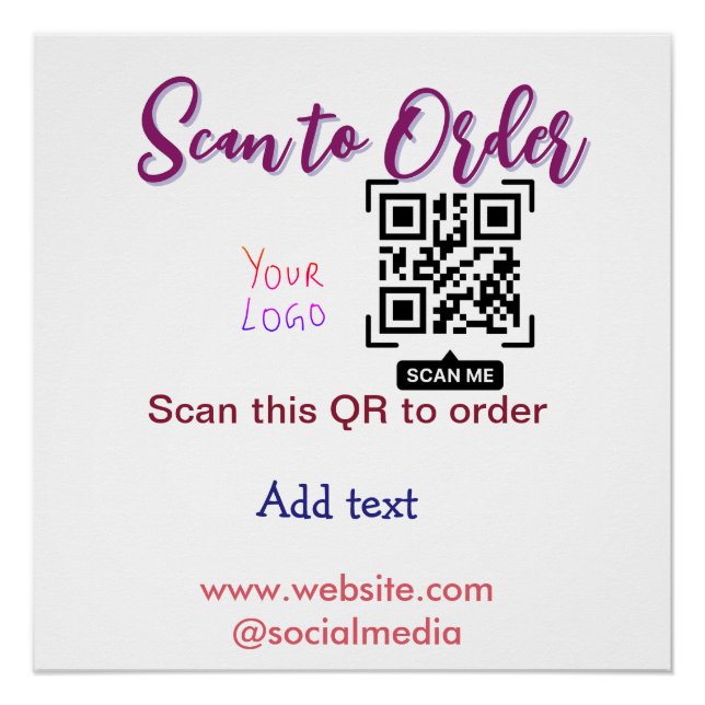 Poster numériser pour commander votre code Qr email site  (Devant)