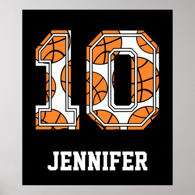 Poster Numéro de basket-ball personnalisé 10 (Devant)