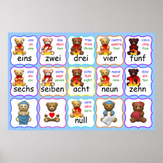 Poster Numéro d'ours Éducation, numéros, français, anglai