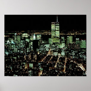 POSTER NYC~ In Memoriam ~ Twin Towers Night lights