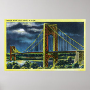 Poster NYC, nouveau pont de YorkGeorge Washington la nuit