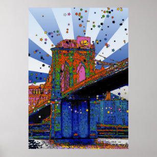 Poster NYC psychédélique : pont Brooklyn #2