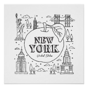 Poster NYE New York Vacances Souvenirs NYC Cadeau