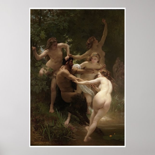 Poster Nymphes et Satyr William-Adolphe Bouguereau (Devant)