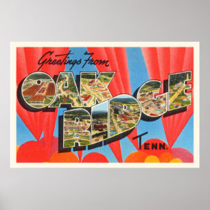 Poster Oak Ridge Tennessee TN Vieux souvenir Vintage voya