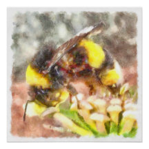 Occupé Occupé Fréquenté Miel Abeille aquarelle pei
