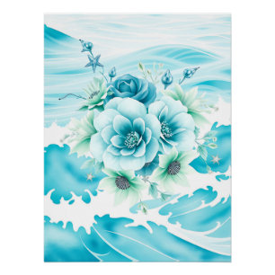 Poster Océan aquarelle avec mer