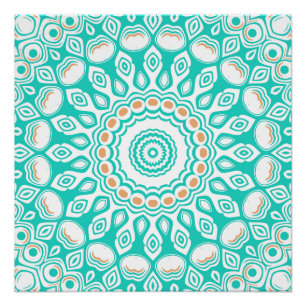 Poster Océan Turquoise et Beige Mandala Motif