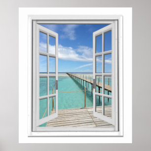 Poster Ocean View Faux Window