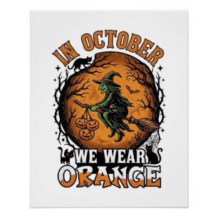Poster Octobre Nous Portons Orange Sorcière Volante Citro