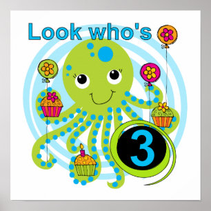 Poster Octopus 3e anniversaire T-shirts et cadeaux