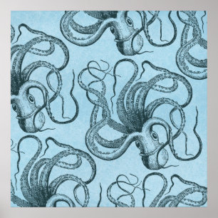Poster Octopus bleu