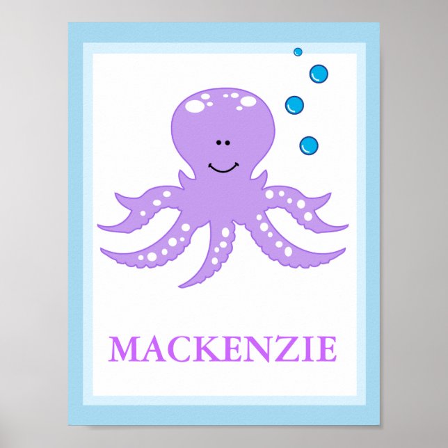 Poster OCTOPUS sous le nom de la mer PERSONNALISÉ IMPRIME (Devant)