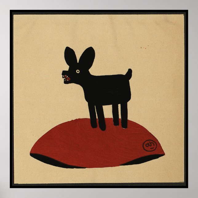 Poster Odd Funny Look Dog - Colorful Book Illustration (Devant)
