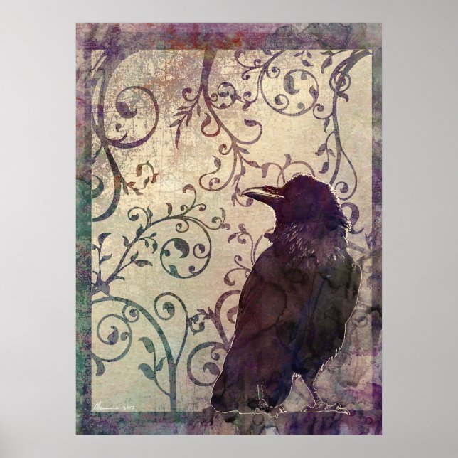 Poster Odghts Surreal Watercolor Ink Stain Art (Devant)