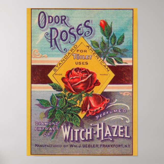 Poster Odor Roses Witch-Hazel LabelFrankfort, NY (Devant)
