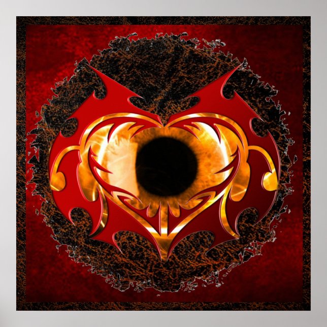 Poster Oeil Abstrait du coeur du feu (Devant)