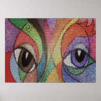oeil bleu et brun vitrail fractal