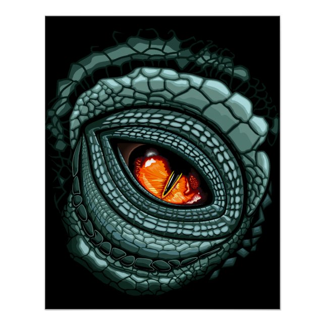 Poster Œil de prédateur reptile primitif (Devant)