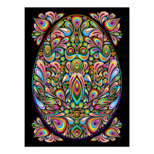 Poster Œuf de Pâques Design Psychédélique