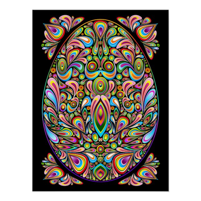 Poster Œuf de Pâques Design Psychédélique (Devant)