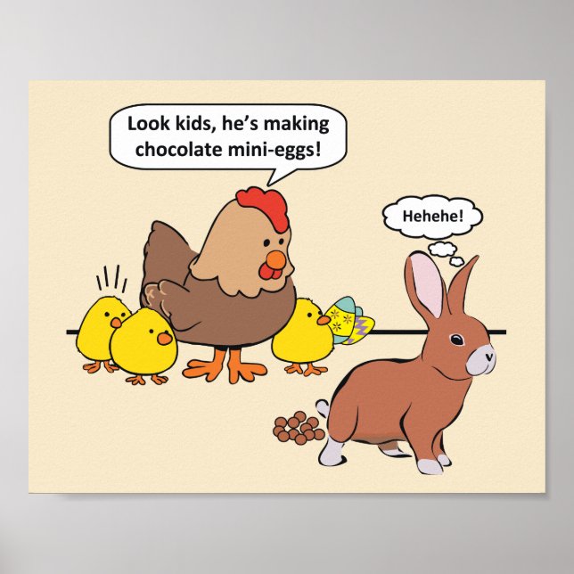 Poster Oeufs de chocolat de lapin de Pâques Humour (Devant)