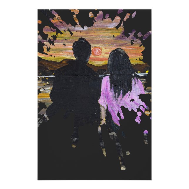 Poster Œuvre d'art artisanale – Coucher de soleil ensembl (Devant)