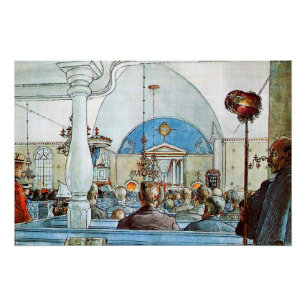 Poster Œuvre d'art de Carl Larsson, À l'église