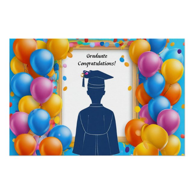 Poster Œuvre d'art de fin d'études avec ballons (Devant)