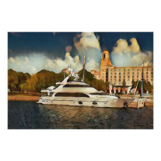 Poster Œuvre d'art de yacht de luxe sur le mur Scène côti