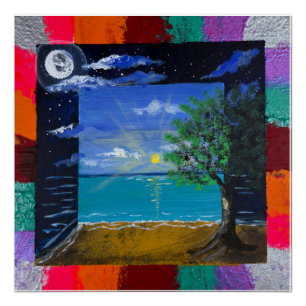 Poster Œuvre d'art faite main - Jour et Nuit 