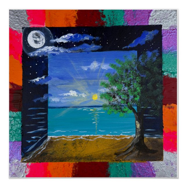 Poster Œuvre d'art faite main - Jour et Nuit  (Devant)